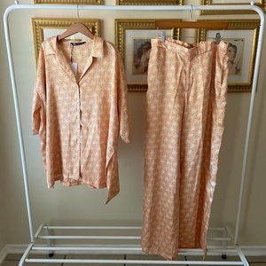 Zara satin oversized blouse